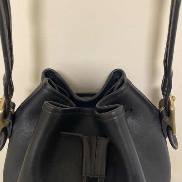 Vintage Coach 9952 Lula’s Legacy Drawstring Crossbody Bucket Bag Black Leather - Picture 9 of 12